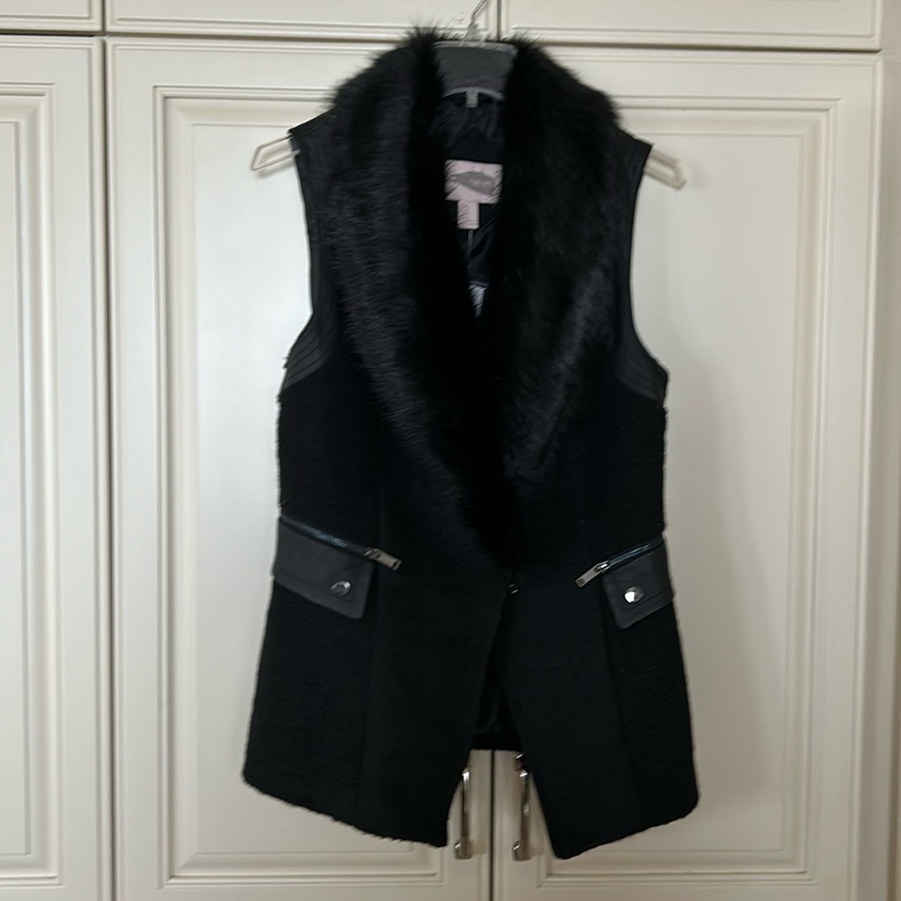 NWT faux fur and tweed vest